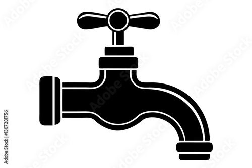 Faucet Icon Vector Illustration in Minimal Line Style


