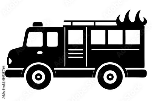 "Fire Truck Silhouette Icon – Vector Illustration for Emergency and Safety Designs"

