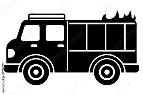 "Fire Truck Silhouette Icon – Vector Illustration for Emergency and Safety Designs"


