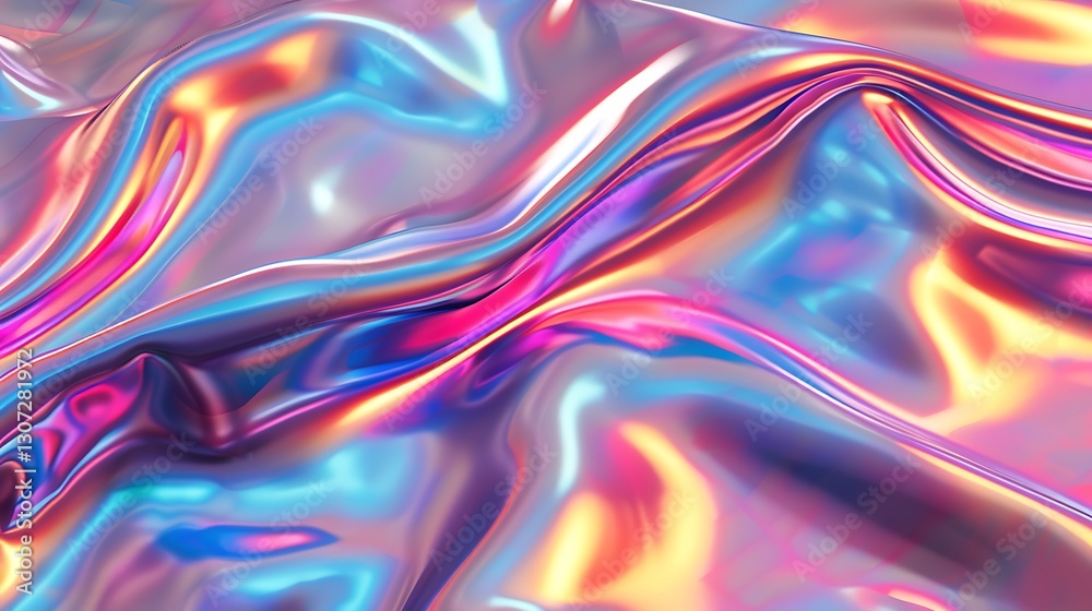 Holographic Abstract Fluid Texture: Iridescent Waves of Color Holographic Abstract Fluid Texture: Iridescent Waves of Color