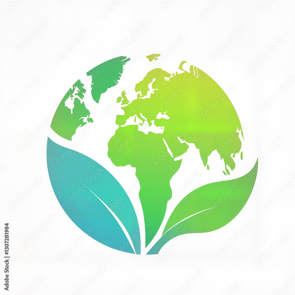 Green globe with leaves representing nature and sustainability Green globe with leaves representing nature and sustainability