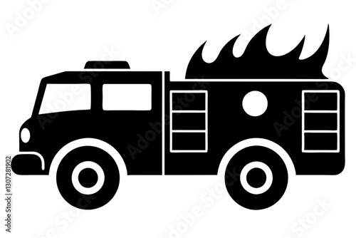 "Fire Truck Silhouette Icon – Vector Illustration for Emergency and Safety Designs"

