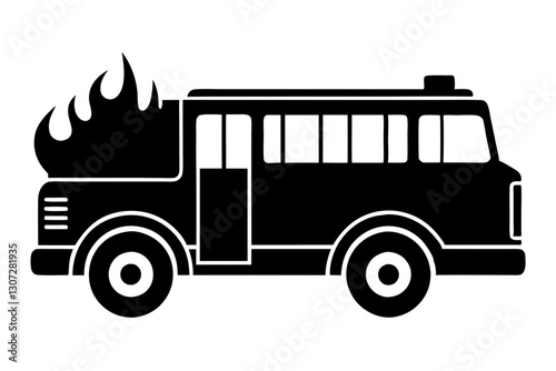 "Fire Truck Silhouette Icon – Vector Illustration for Emergency and Safety Designs"

