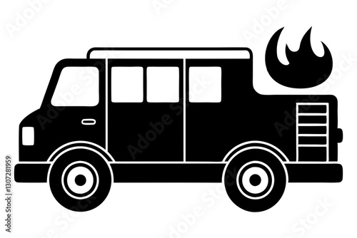 "Fire Truck Silhouette Icon – Vector Illustration for Emergency and Safety Designs"

