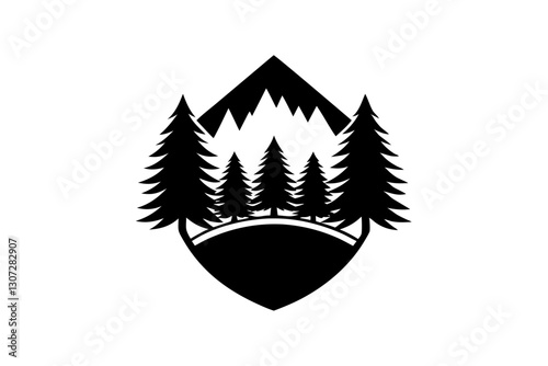 Forest Landscape Logo Template – Nature Vector Illustration

