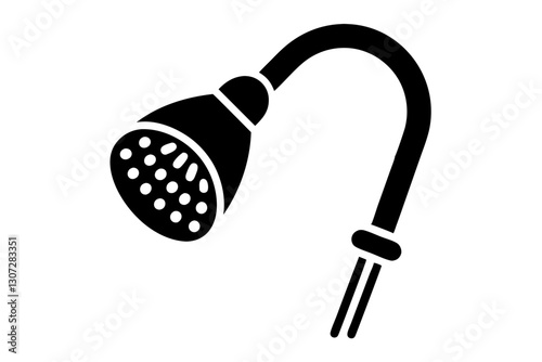 Handheld Shower Head Icon Vector Illustration in Minimal Line Style

