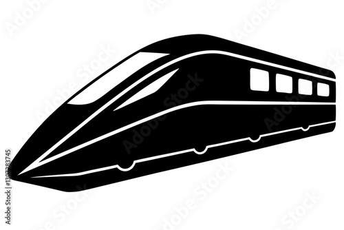 High-Speed Bullet Train Silhouette Vector

