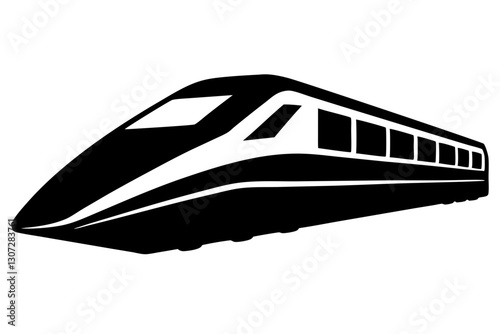 High-Speed Bullet Train Silhouette Vector

