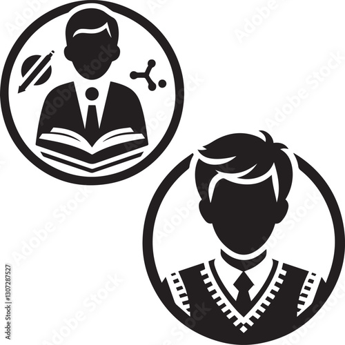 Education avatars representing knowledge and intellectual pursuit icons
