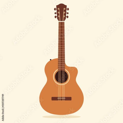 Acoustic Cutaway Guitar Illustration in Brown Tones
