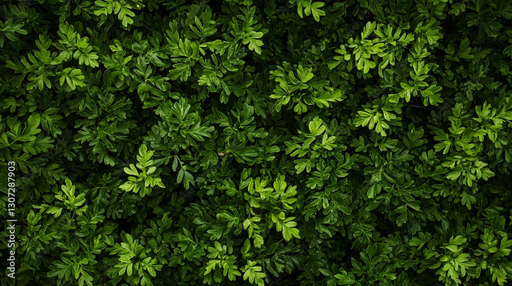 A dense collection of vivid green leaves creating a texture A dense collection of vivid green leaves creating a texture