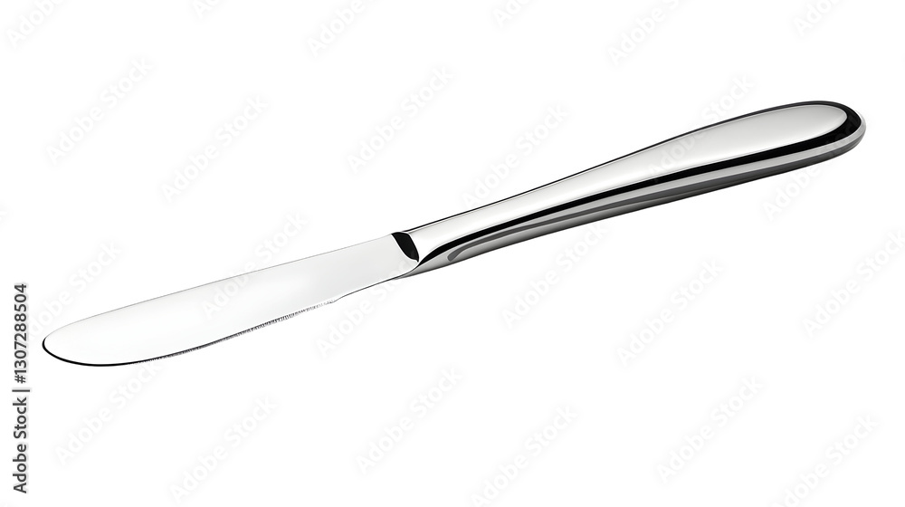 Butter Knife Spreads Smoothly on White: Isolated Kitchen Utensil Butter Knife Spreads Smoothly on White: Isolated Kitchen Utensil