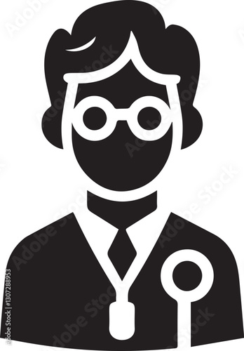 Doctor with glasses and stethoscope vector illustration design graphic
