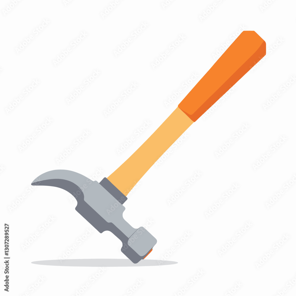 Cartoon claw hammer with wooden handle and gray head Cartoon claw hammer with wooden handle and gray head