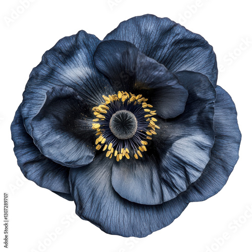 Dark navy poppy flower png transparent background blooming blossom