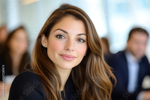 Businesswoman In A Meeting Room, Focused Expression