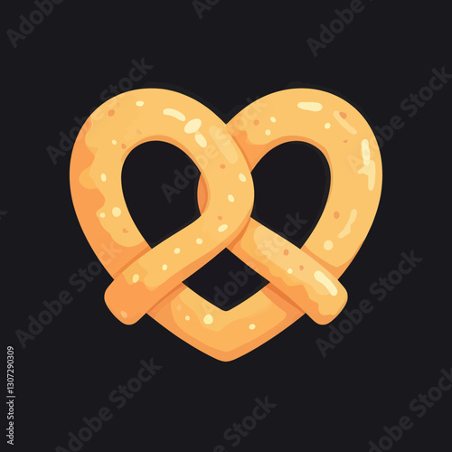 Cartoon pretzel illustration on black background