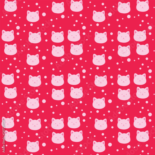 seamless pattern with cats and hearts