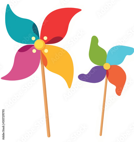 Colorful Pinwheels on Sticks, Toy Windmills