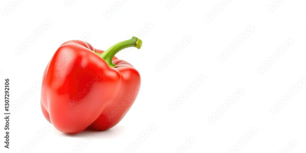 Single vibrant red bell pepper isolated on pure white background, botany, raw Single vibrant red bell pepper isolated on pure white background, botany, raw