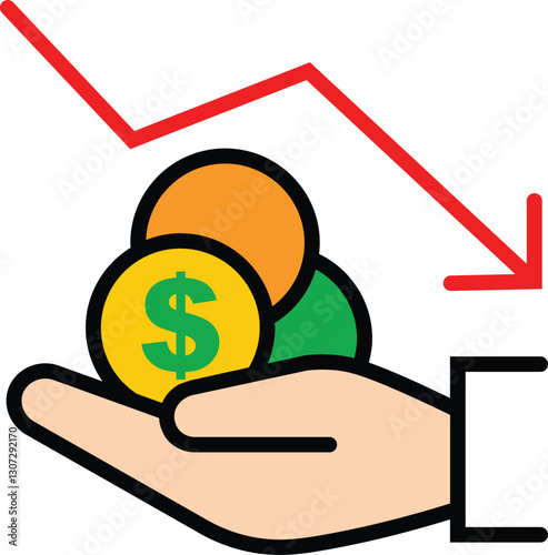 Economic recession, business crisis icon in thin line style