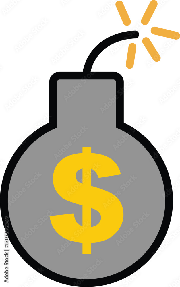 Economic recession, business crisis icon in thin line style Economic recession, business crisis icon in thin line style