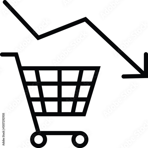 Economic recession, business crisis icon in thin line style, black and white