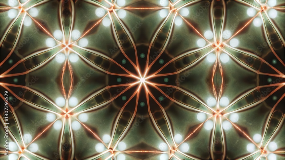 Fototapeta premium Cybersecurity threats malware intrusion detection concept. Abstract geometric pattern with luminous elements and intricate designs.