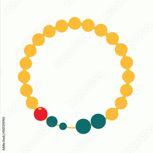 Golden bead bracelet with red and teal accents