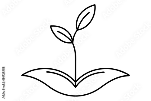 Minimal Botanical Line Art of a Sprouting Seed for Eco and Nature Design

