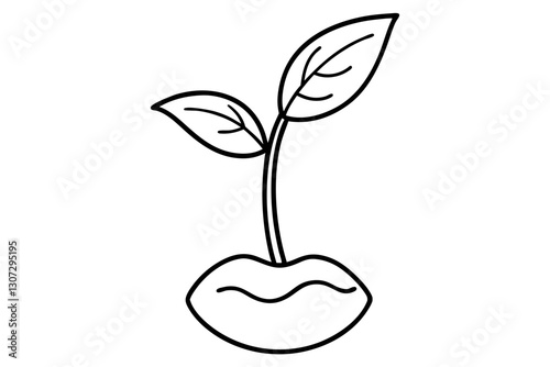 Minimal Botanical Line Art of a Sprouting Seed for Eco and Nature Design

