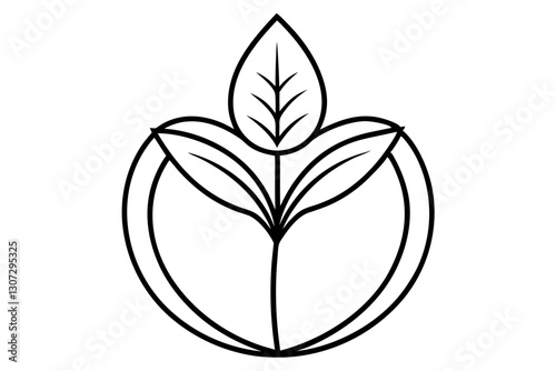 Minimal Botanical Line Art of a Sprouting Seed for Eco and Nature Design

