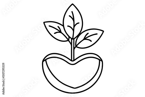 Minimal Botanical Line Art of a Sprouting Seed for Eco and Nature Design

