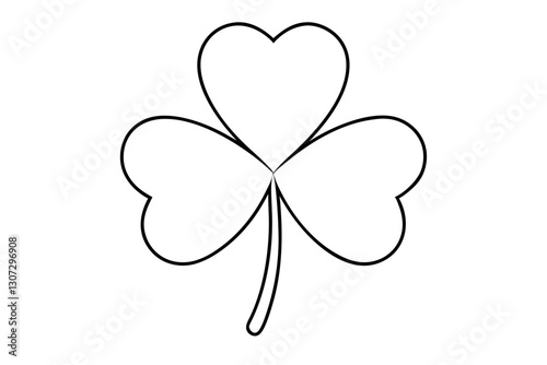 Minimalist Clover Leaf Line Art for Botanical Designs

