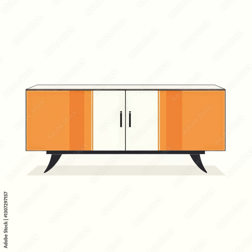 Retro orange and white cabinet illustration Retro orange and white cabinet illustration