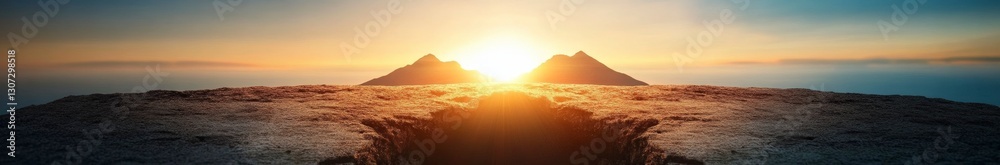 Fototapeta premium Majestic Sunrise Over Mountains with Beautiful Sky and Clouds Creating a Serene Natural Landscape