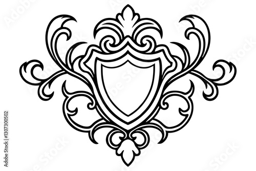 Ornamental Baroque Crest Vector Illustration for Historic and Vintage Designs

