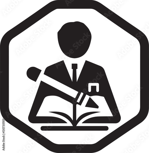 Man writing in book icon vector illustration design concept
