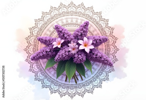 lilac flowers on an isolated white background, watercolor illustration, botanical painting, hand drawing