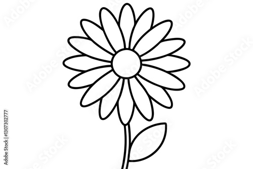 Minimalist Daisy Line Art Illustration – Floral Vector Design

