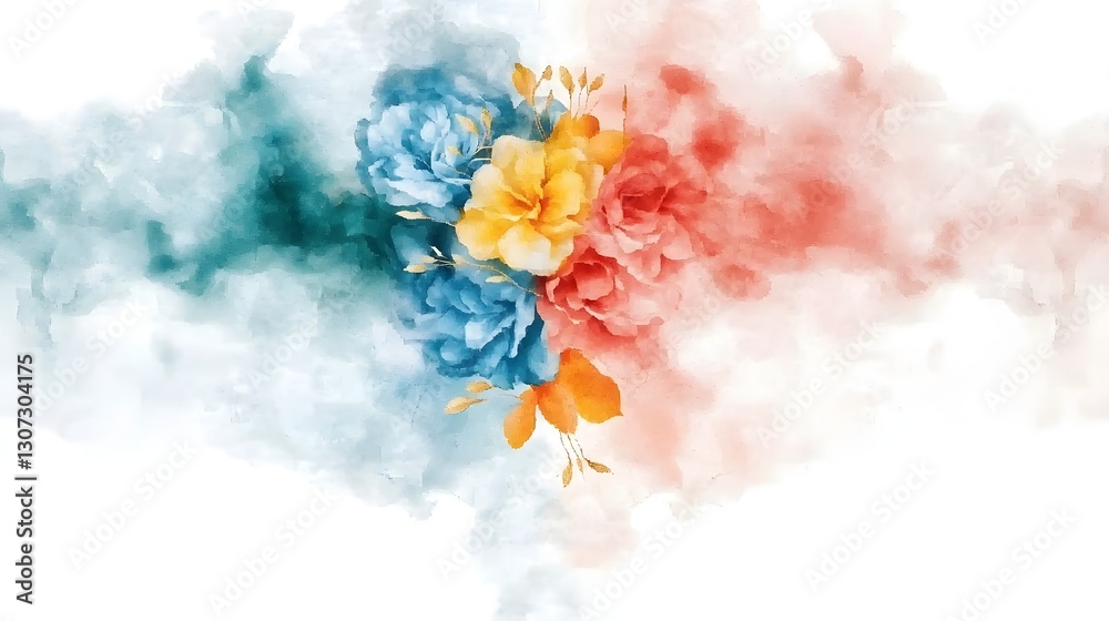 Obraz premium Mesmerizing abstract texture blending soft blue and pink hues with delicate golden lines creating an elegant and vibrant composition perfect for backgrounds and wallpapers