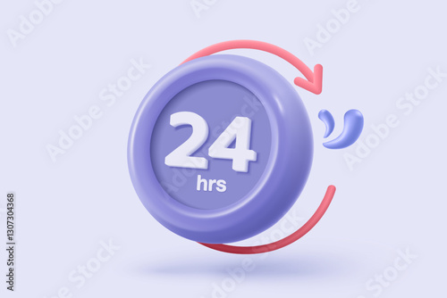 3d question and answer 24 hours icon signs for consultation concepts. speaker feedback with operator help hotline contact. 3d support consultant talk icon buttons vector render illustration