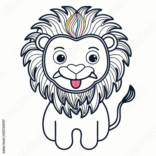 Cute Cartoon Lion Vector | Playful Hand-Drawn Illustration