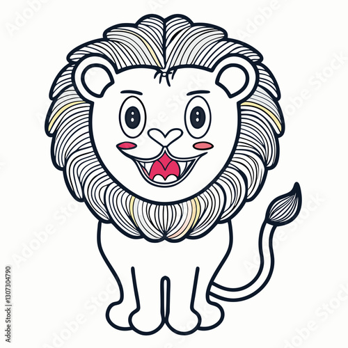 Cute Cartoon Lion Vector | Playful Hand-Drawn Illustration