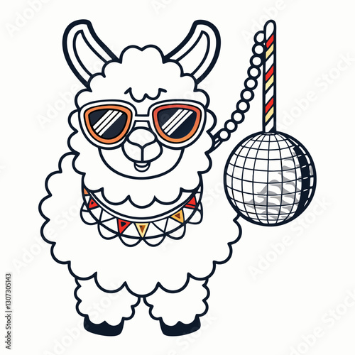  Festive Disco Llama Vector | Fun Party Animal Illustration