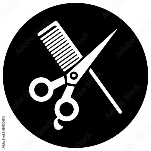 barbershop scissors and comb icon	