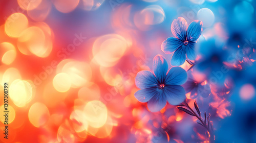 Floral bokeh, vibrant colors, soft focus photo