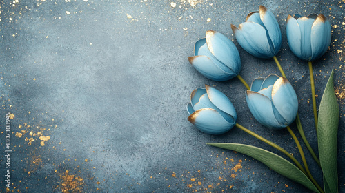 Niebieskie tulipany, karta na życzenia z miejscem na tekst generative ai © Elżbieta Kaps