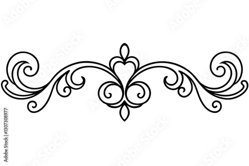 Timeless Baroque Scrollwork Line Art Vector Design


