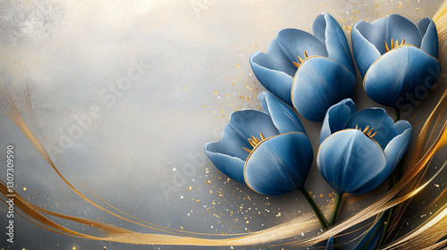 Niebieskie tulipany, karta na życzenia z miejscem na tekst generative ai © Elżbieta Kaps